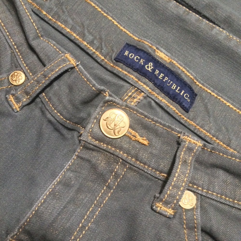🔥Rock&Republic silver grey jeans w Gold🔶shimmers
